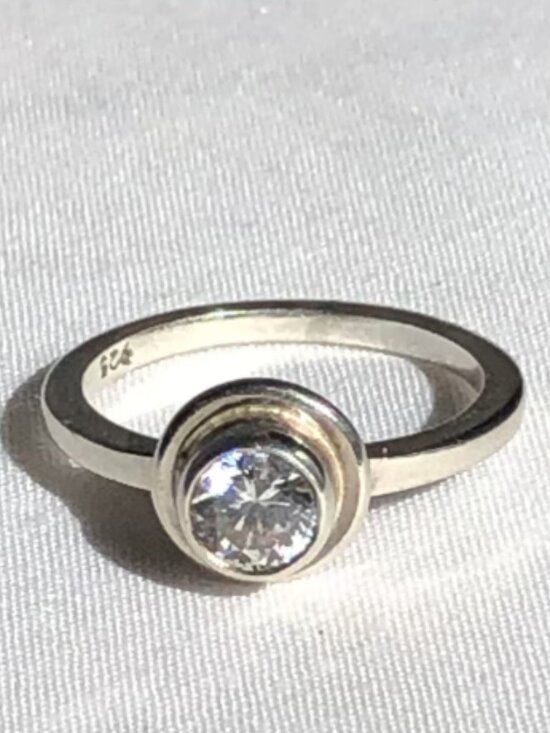 Bea's Handmade Jewelry Jewelry - Handmade Sterling Silver and Cubic Zirconia Ring, Vintage Style Ring